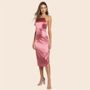 Adoring Attitude Rusty Rose Satin Column Midi Dress Size XS